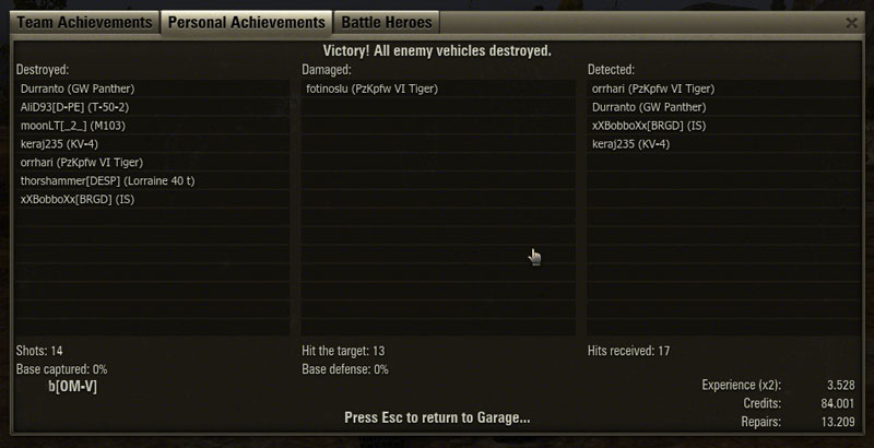 E-100 Sieg End of battle Screenshot